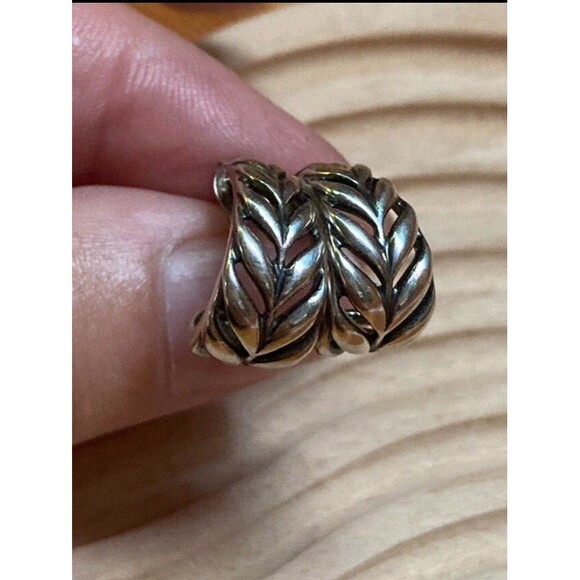 VTG Sterling Silver 925 NVC Half Hoop Open Work Braided Earrings Boho Minimalist - Picture 5 of 15